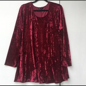 Red velvet like Maroon shirt stretch 2X 3X
